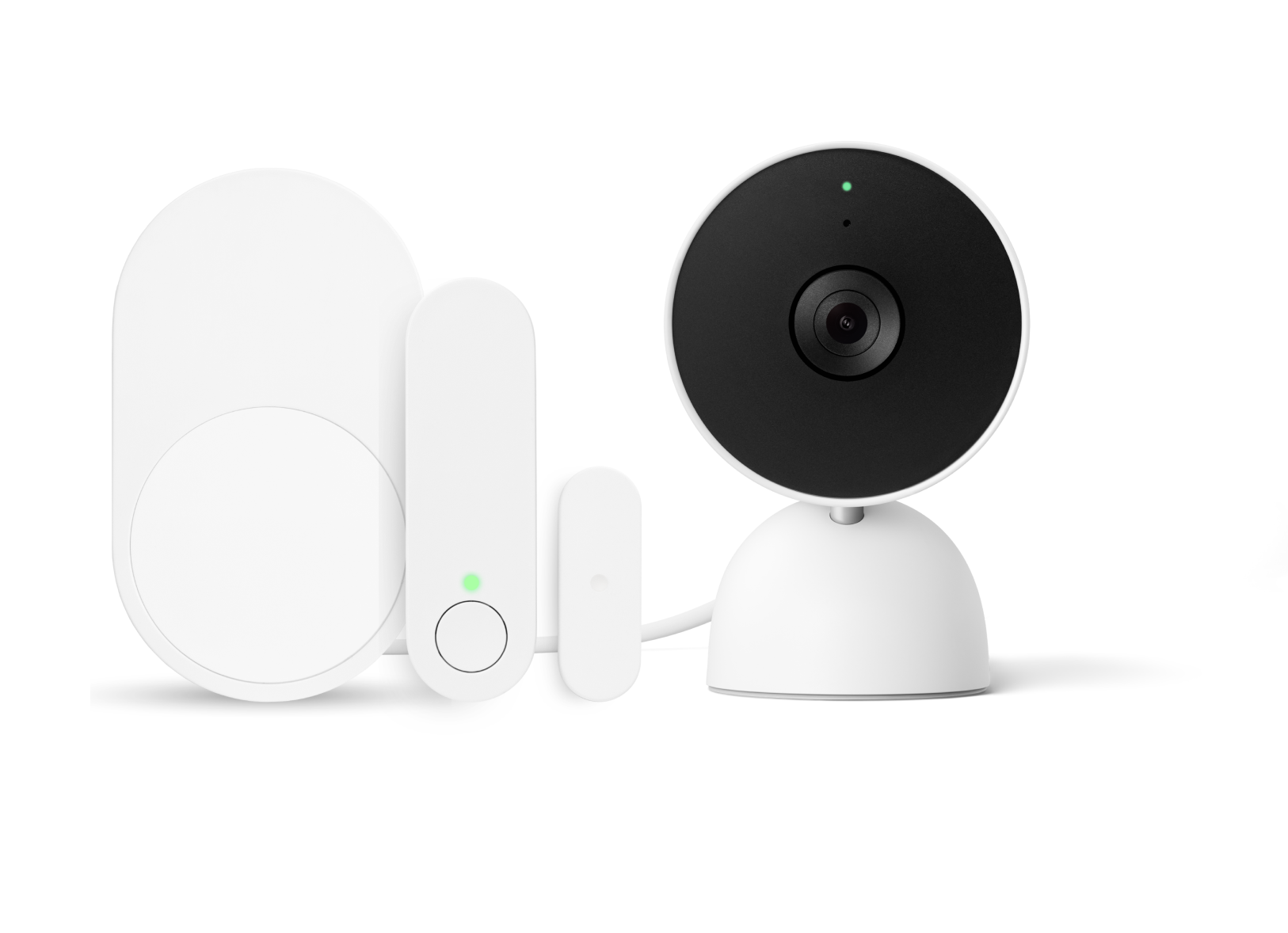 Image of ADT motion sensor, door/window sensors and Google indoor camera