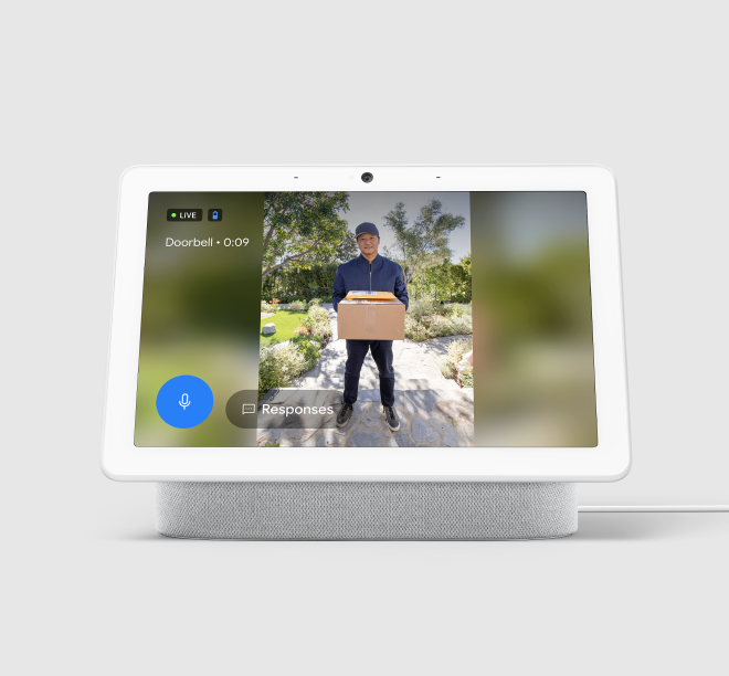 Google Nest Hub Max on a grey background